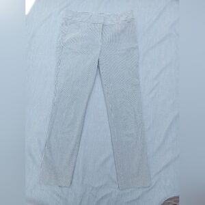 LOFT Striped Skinny Ankle Pants in Gray and White